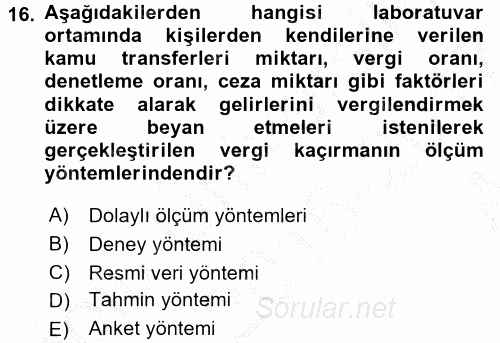 Vergi Teorisi 2016 - 2017 Ara Sınavı 16.Soru