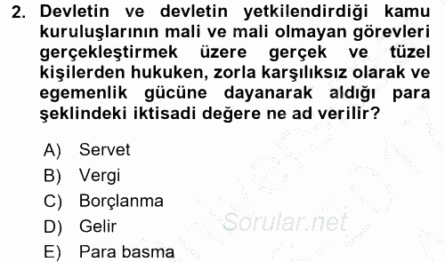 Vergi Teorisi 2016 - 2017 Ara Sınavı 2.Soru