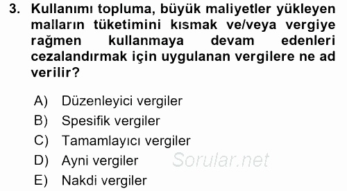 Vergi Teorisi 2016 - 2017 Ara Sınavı 3.Soru