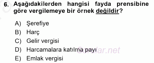 Vergi Teorisi 2016 - 2017 Ara Sınavı 6.Soru