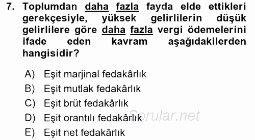 Vergi Teorisi 2016 - 2017 Ara Sınavı 7.Soru