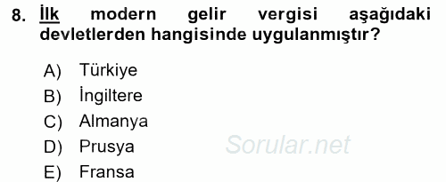 Vergi Teorisi 2016 - 2017 Ara Sınavı 8.Soru