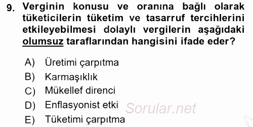 Vergi Teorisi 2016 - 2017 Ara Sınavı 9.Soru