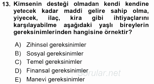 Bakım Elemanı Yetiştirme Ve Geliştirme 3 2017 - 2018 3 Ders Sınavı 13.Soru