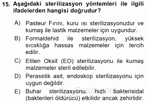 Bakım Elemanı Yetiştirme Ve Geliştirme 3 2017 - 2018 3 Ders Sınavı 15.Soru