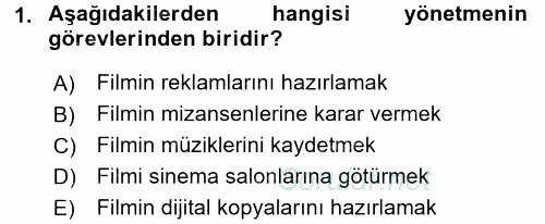Film ve Video Kültürü 2016 - 2017 Ara Sınavı 1.Soru