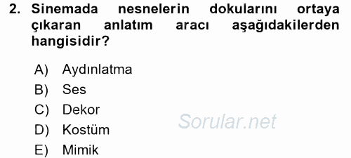 Film ve Video Kültürü 2016 - 2017 Ara Sınavı 2.Soru