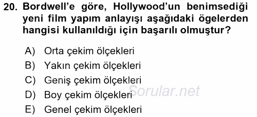 Film ve Video Kültürü 2016 - 2017 Ara Sınavı 20.Soru