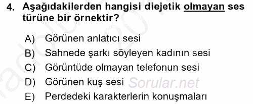 Film ve Video Kültürü 2016 - 2017 Ara Sınavı 4.Soru