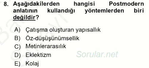 Film ve Video Kültürü 2016 - 2017 Ara Sınavı 8.Soru