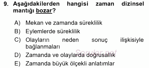 Film ve Video Kültürü 2016 - 2017 Ara Sınavı 9.Soru