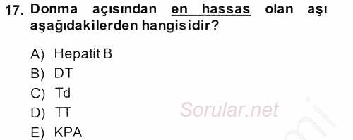 Temel Sağlık Hizmetleri 2014 - 2015 Ara Sınavı 17.Soru