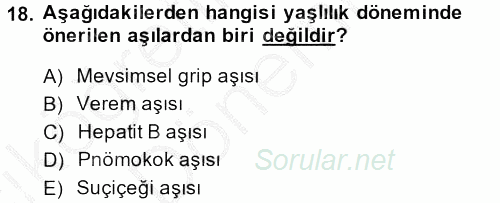 Temel Sağlık Hizmetleri 2014 - 2015 Ara Sınavı 18.Soru