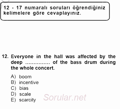 İleri Okuma Ve Yazma Becerileri 1 2012 - 2013 Dönem Sonu Sınavı 12.Soru