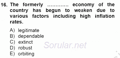 İleri Okuma Ve Yazma Becerileri 1 2012 - 2013 Dönem Sonu Sınavı 16.Soru