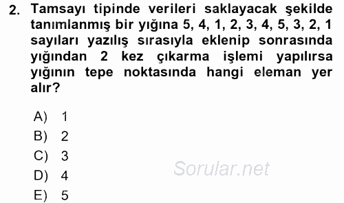 Programlama Ve Algoritmalar 2017 - 2018 Dönem Sonu Sınavı 2.Soru