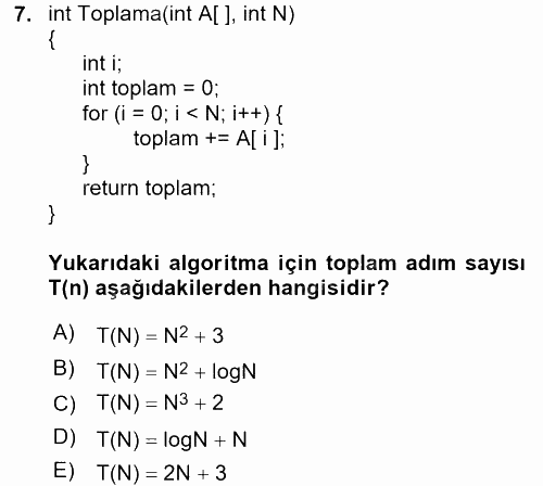 Programlama Ve Algoritmalar 2017 - 2018 Dönem Sonu Sınavı 7.Soru