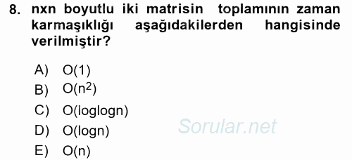 Programlama Ve Algoritmalar 2017 - 2018 Dönem Sonu Sınavı 8.Soru