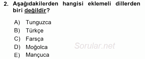 Çağdaş Türk Yazı Dilleri 1 2016 - 2017 3 Ders Sınavı 2.Soru