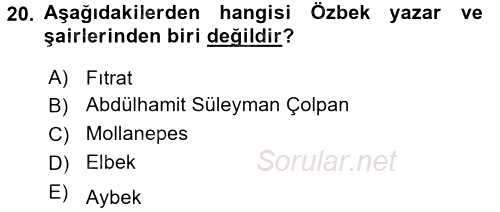 Çağdaş Türk Yazı Dilleri 1 2016 - 2017 3 Ders Sınavı 20.Soru