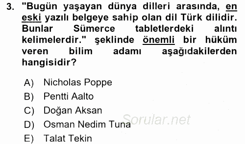 Çağdaş Türk Yazı Dilleri 1 2016 - 2017 3 Ders Sınavı 3.Soru