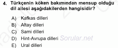 Çağdaş Türk Yazı Dilleri 1 2016 - 2017 3 Ders Sınavı 4.Soru