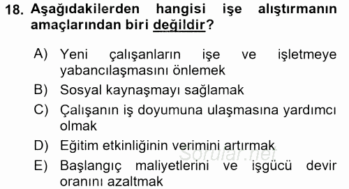 Örgütlerde İnsan Kaynakları Yönetimi 2015 - 2016 Ara Sınavı 18.Soru