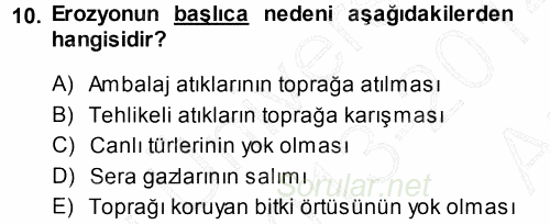 Çevre Sorunları ve Politikaları 2013 - 2014 Ara Sınavı 10.Soru