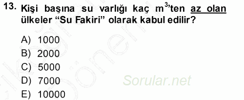 Çevre Sorunları ve Politikaları 2013 - 2014 Ara Sınavı 13.Soru