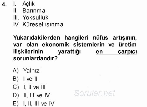 Çevre Sorunları ve Politikaları 2013 - 2014 Ara Sınavı 4.Soru