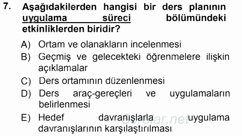 Sınıf Yönetimi 2012 - 2013 Dönem Sonu Sınavı 7.Soru