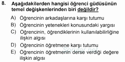 Sınıf Yönetimi 2012 - 2013 Dönem Sonu Sınavı 8.Soru