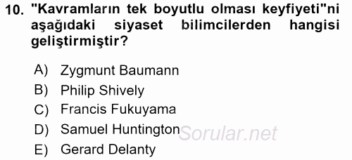 Uluslararası İlişkilerde Araştırma Yöntemleri 2015 - 2016 Ara Sınavı 10.Soru