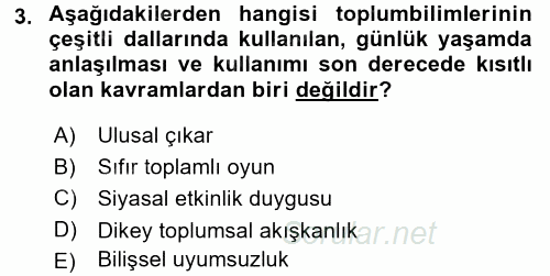 Uluslararası İlişkilerde Araştırma Yöntemleri 2015 - 2016 Ara Sınavı 3.Soru