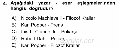 Uluslararası İlişkilerde Araştırma Yöntemleri 2015 - 2016 Ara Sınavı 4.Soru