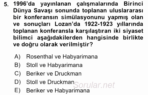 Uluslararası İlişkilerde Araştırma Yöntemleri 2015 - 2016 Ara Sınavı 5.Soru