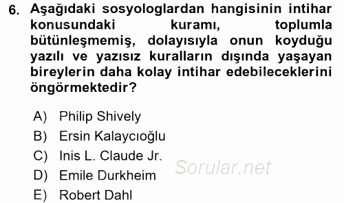 Uluslararası İlişkilerde Araştırma Yöntemleri 2015 - 2016 Ara Sınavı 6.Soru