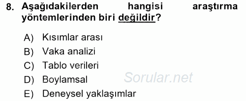 Uluslararası İlişkilerde Araştırma Yöntemleri 2015 - 2016 Ara Sınavı 8.Soru