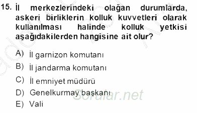 Özel Güvenlik Hukuku 1 2014 - 2015 Ara Sınavı 15.Soru