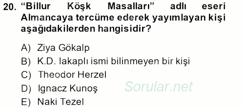 Halk Edebiyatına Giriş 1 2014 - 2015 Dönem Sonu Sınavı 20.Soru