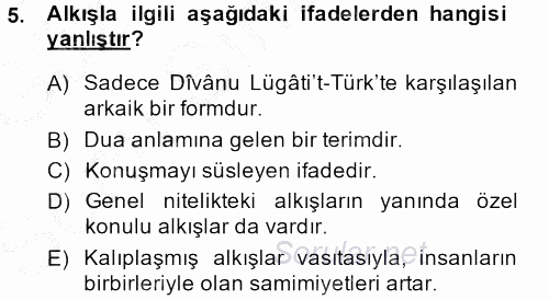 Halk Edebiyatına Giriş 1 2014 - 2015 Dönem Sonu Sınavı 5.Soru