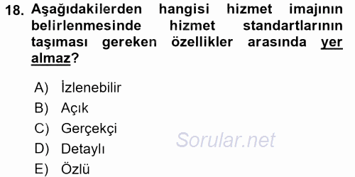 Satış Teknikleri 2017 - 2018 3 Ders Sınavı 18.Soru