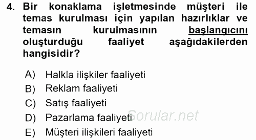 Satış Teknikleri 2017 - 2018 3 Ders Sınavı 4.Soru