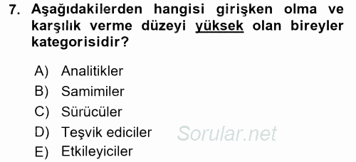 Satış Teknikleri 2017 - 2018 3 Ders Sınavı 7.Soru