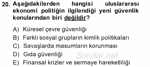 Uluslararası Politika 2 2014 - 2015 Ara Sınavı 20.Soru