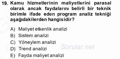 Devlet Bütçesi 2014 - 2015 Ara Sınavı 19.Soru