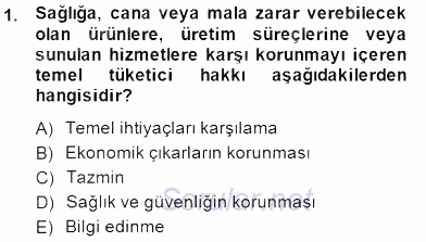 Tüketici Hukuku 2014 - 2015 Dönem Sonu Sınavı 1.Soru