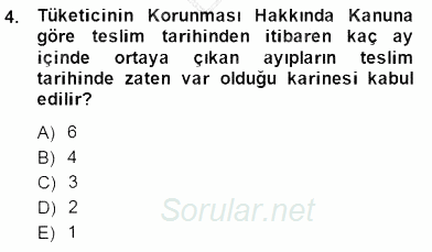 Tüketici Hukuku 2014 - 2015 Dönem Sonu Sınavı 4.Soru