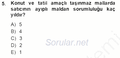 Tüketici Hukuku 2014 - 2015 Dönem Sonu Sınavı 5.Soru