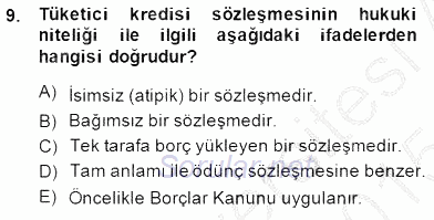 Tüketici Hukuku 2014 - 2015 Dönem Sonu Sınavı 9.Soru